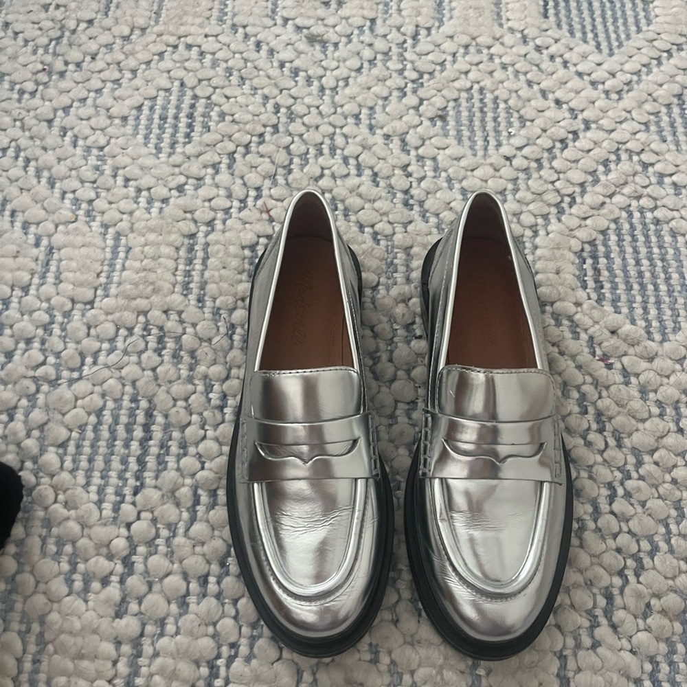 Madewell Silver Loafers Size 6